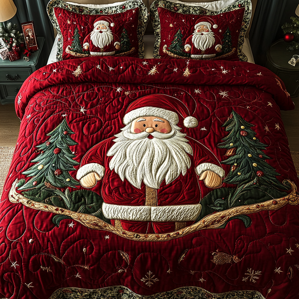 Santa Sleigh Ride -Piece Quilted Bedding Set VTQ-Myprintsy