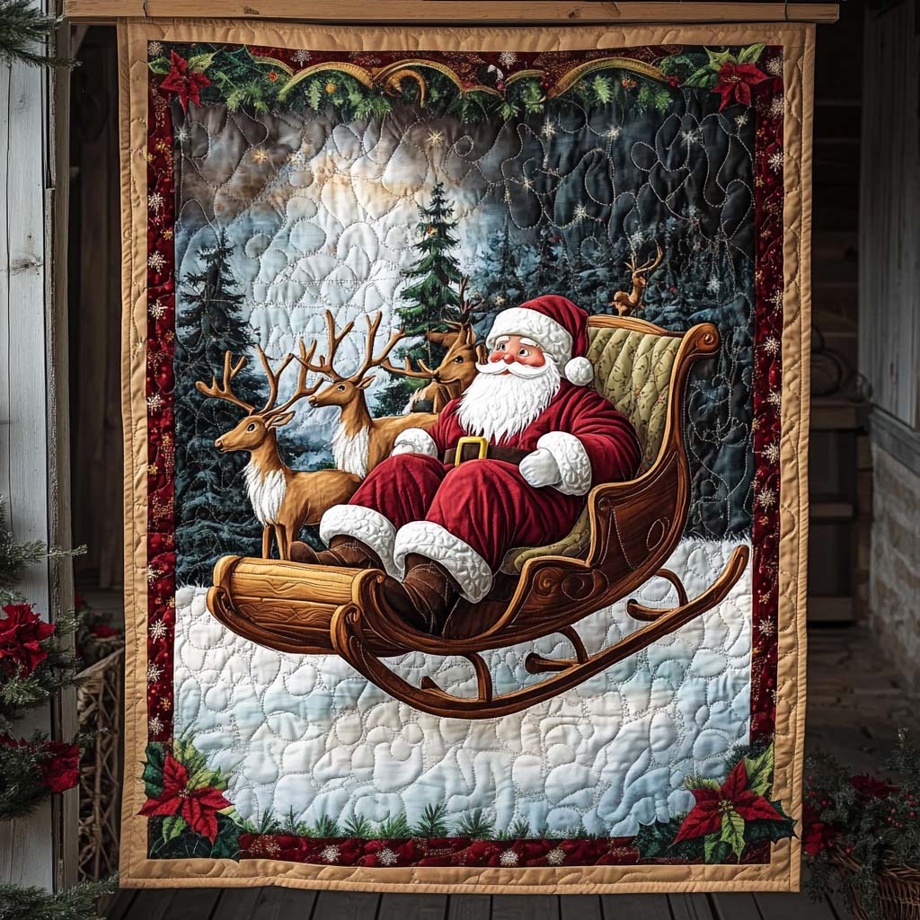 Santa Sleigh Ride Quilted Blanket VTQ-Myprintsy