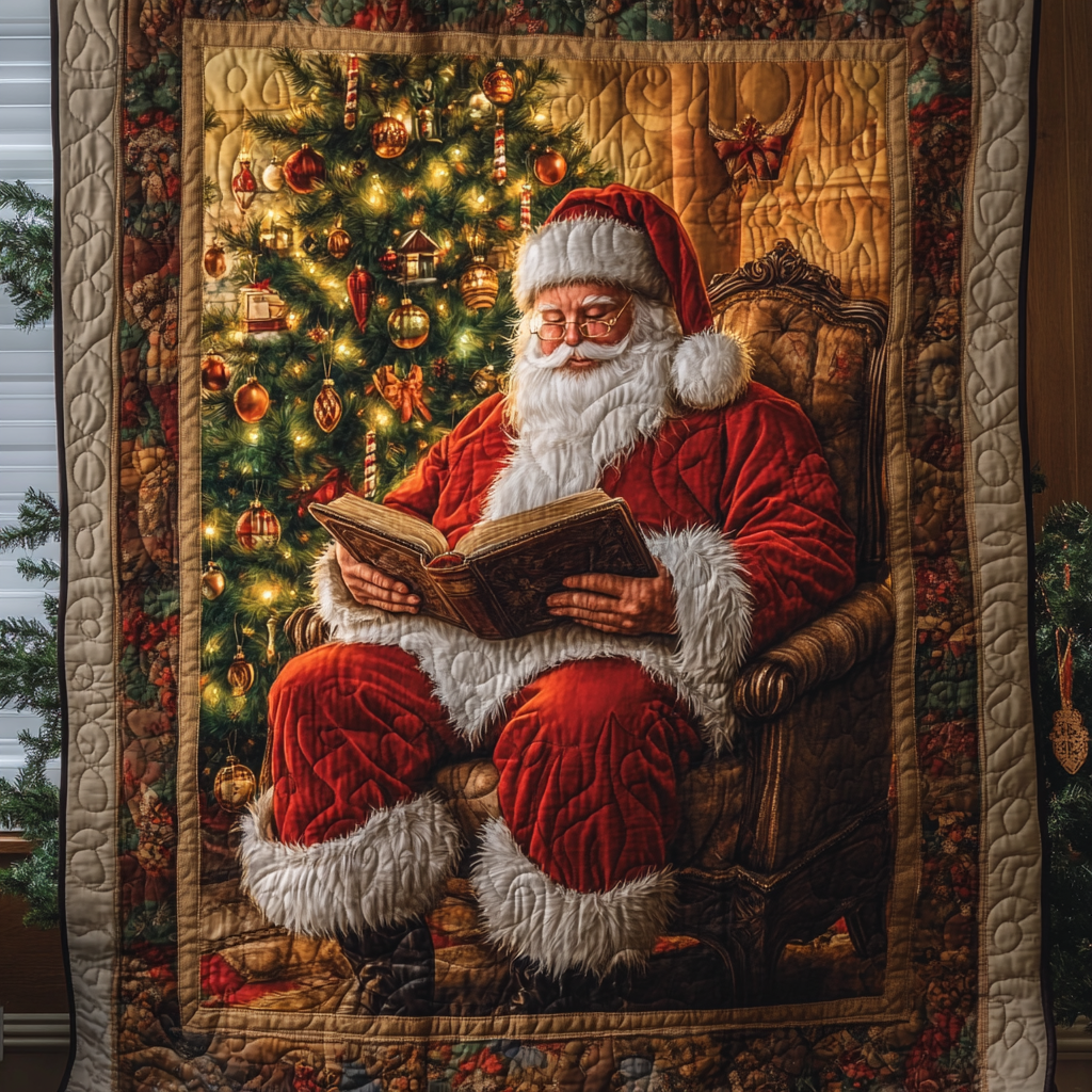 Santa Snowy Night Quilted Blanket VTQ-Myprintsy