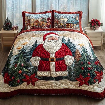 Santa Snowy Village -Piece Quilted Bedding Set VTQ-Myprintsy