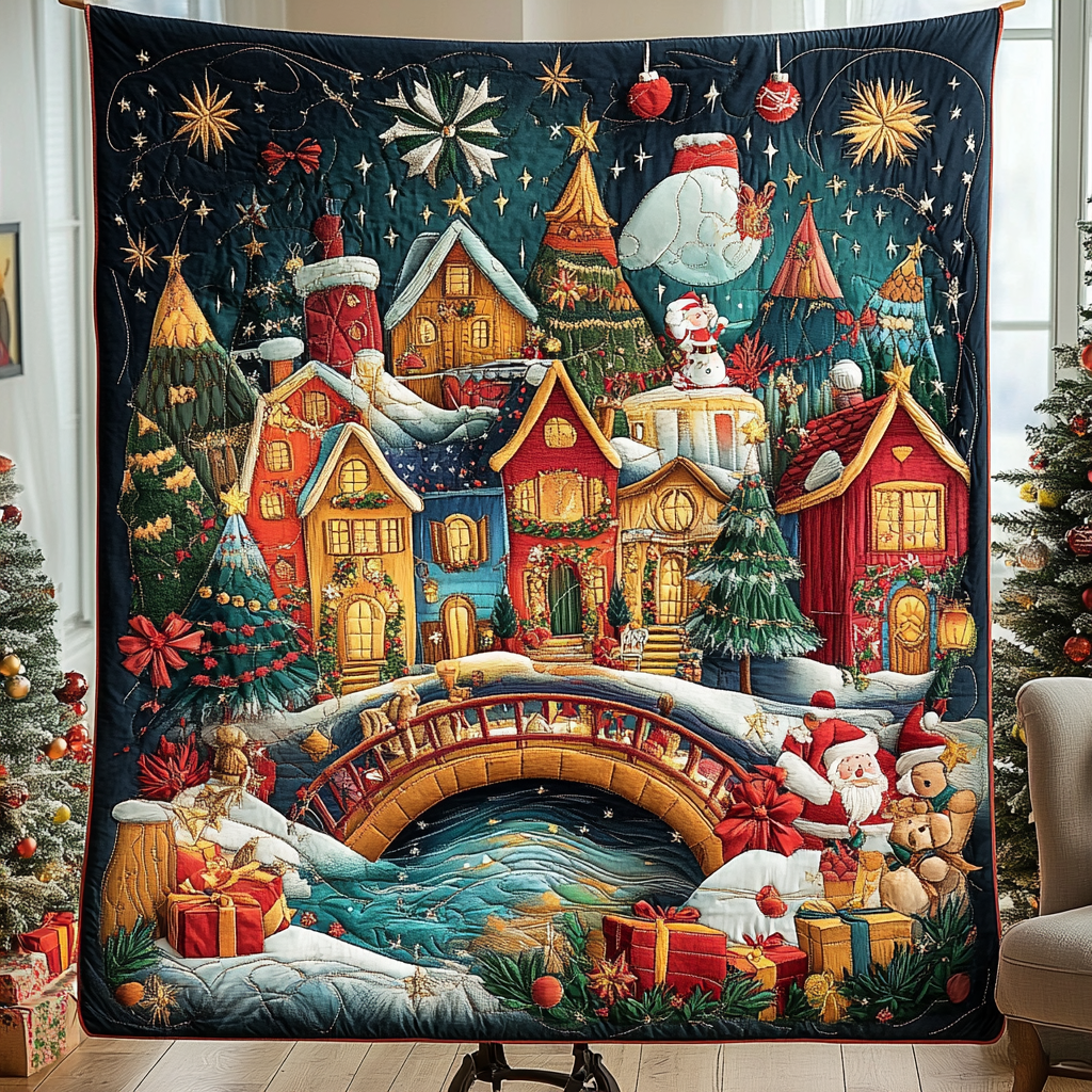 Santa Town Quilted Blanket VH VTQ-Myprintsy
