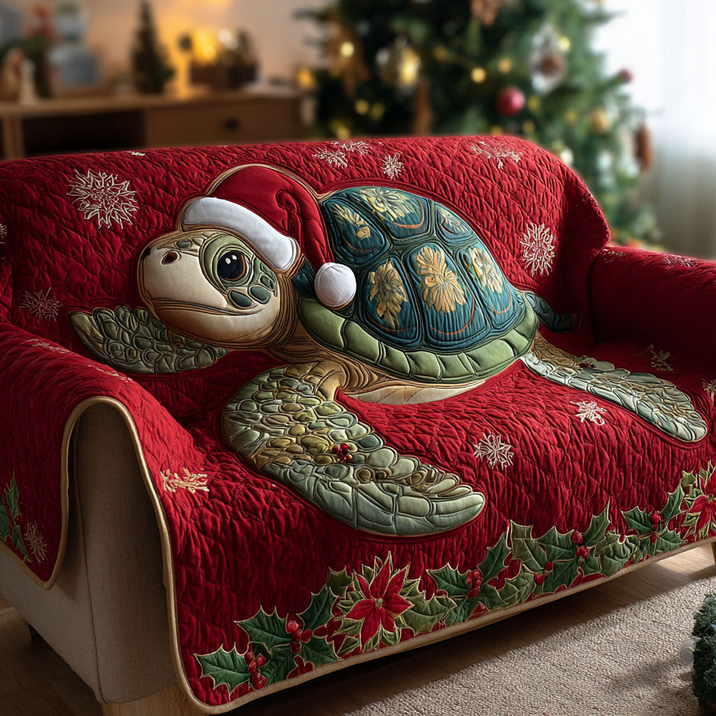 Santa Turtle Surf Quilted Sofa Cover VTQ-Myprintsy