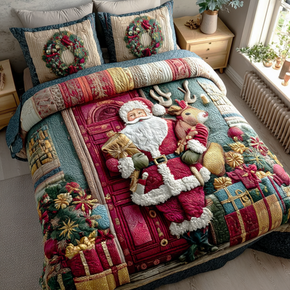 Santa Warm Welcome -Piece Quilted Bedding Set VTQ-Myprintsy