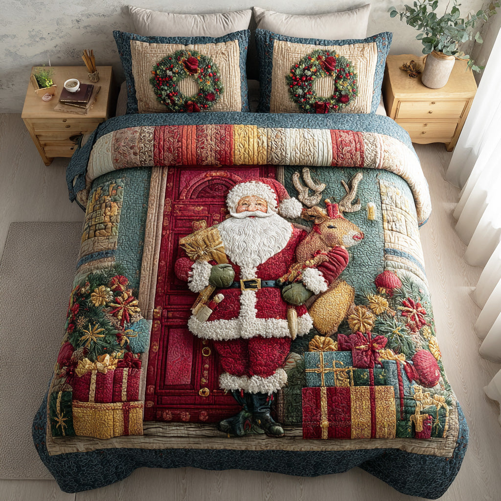 Santa Warm Welcome -Piece Quilted Bedding Set VTQ-Myprintsy