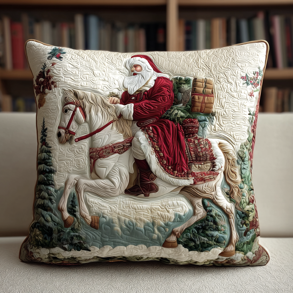 Santa White Horse Quilted Pillow Case VTQ-Myprintsy