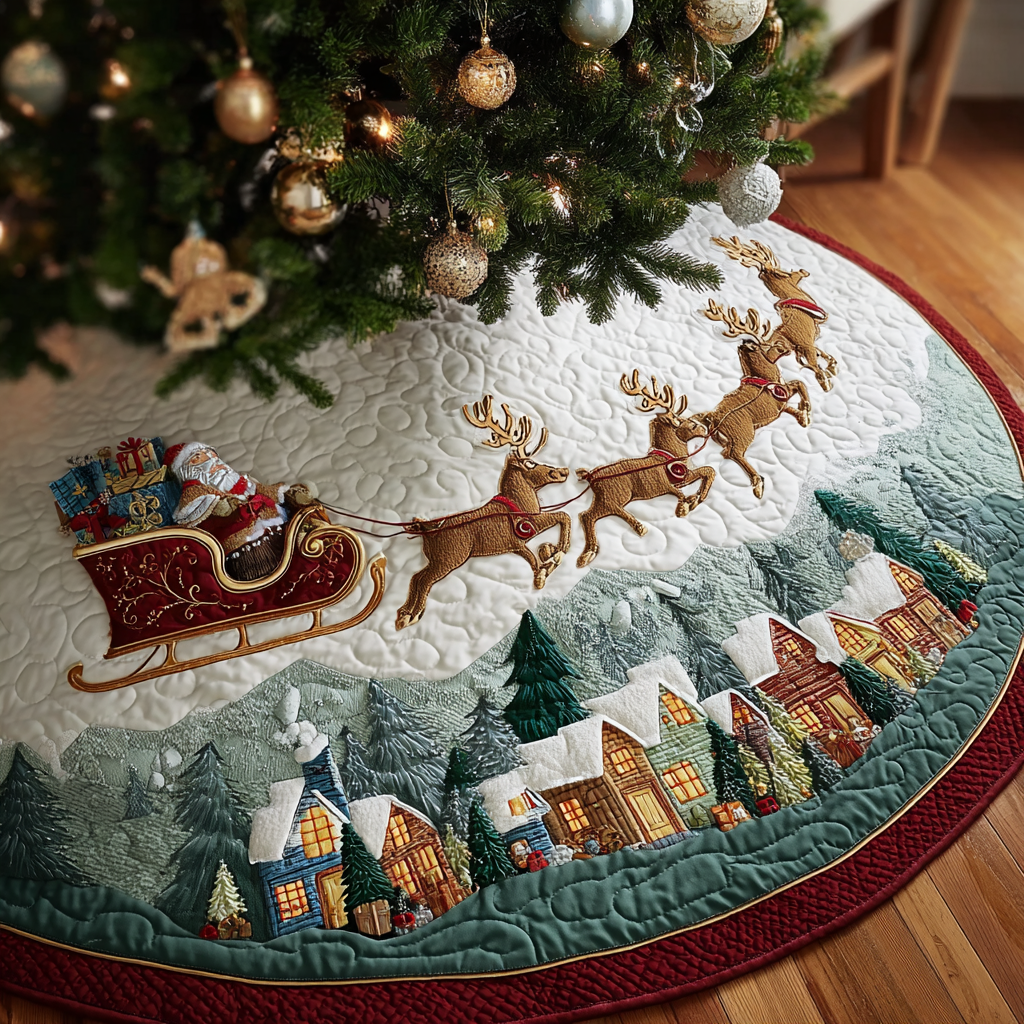 Santa Wish Christmas Quilted Tree Skirt-Myprintsy
