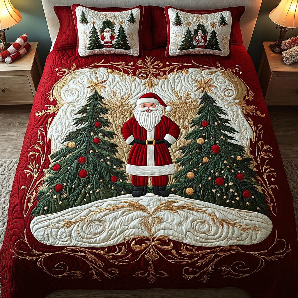 Santa Wonderland -Piece Quilted Bedding Set VH VTQ-Myprintsy