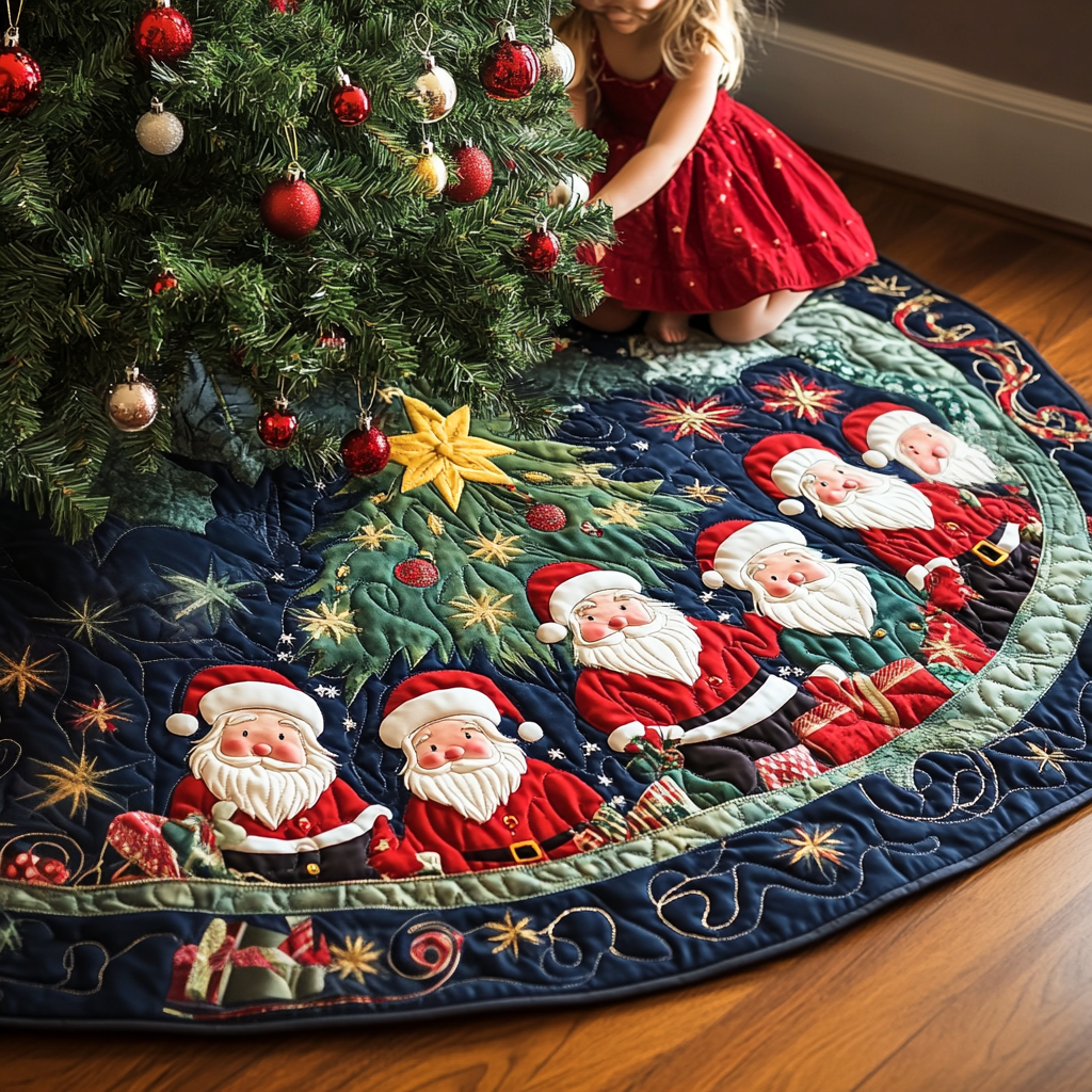 Santa Workshop Quilted Christmas Tree Skirt-Myprintsy