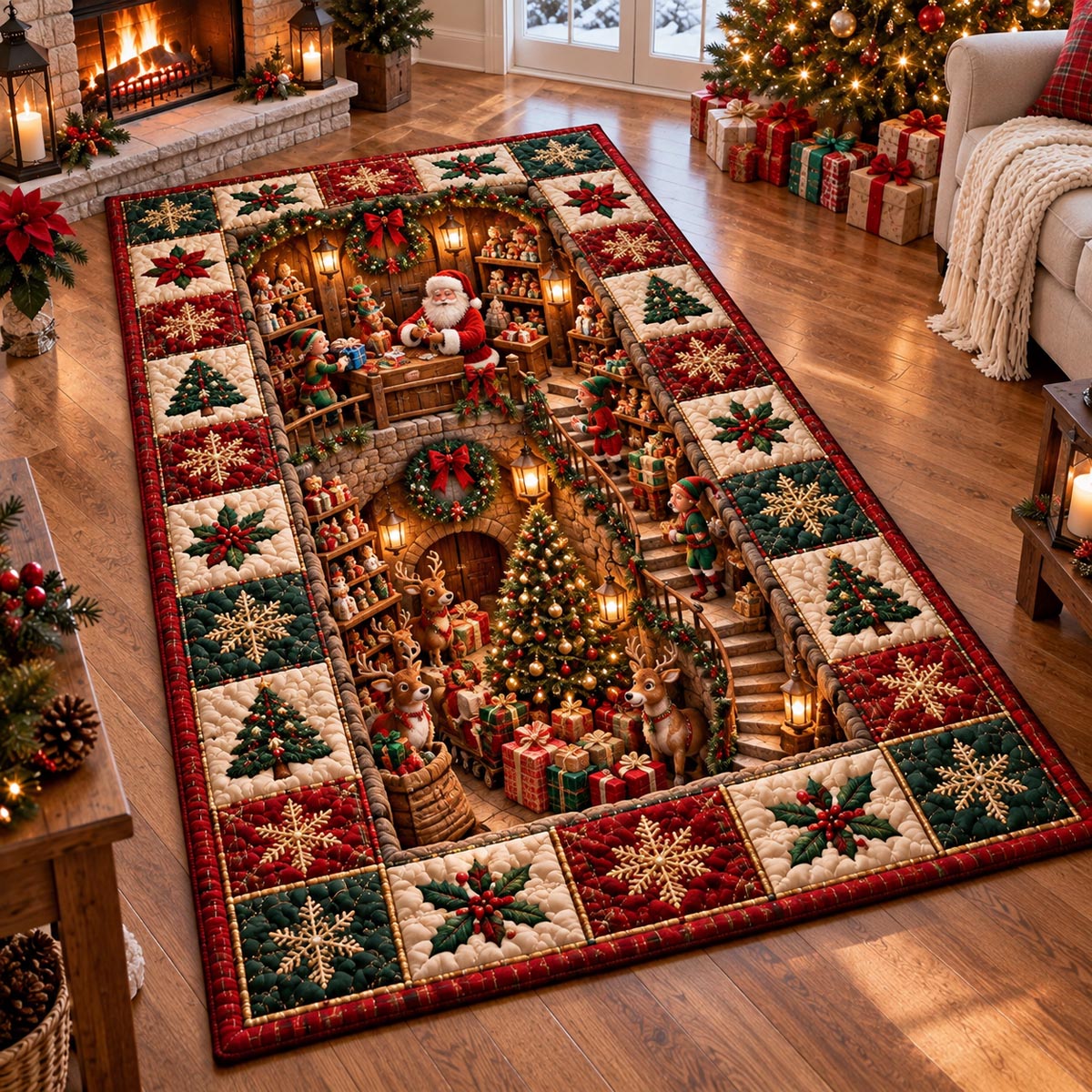 Santa Workshop Stairway Area Rug VTQ-Myprintsy