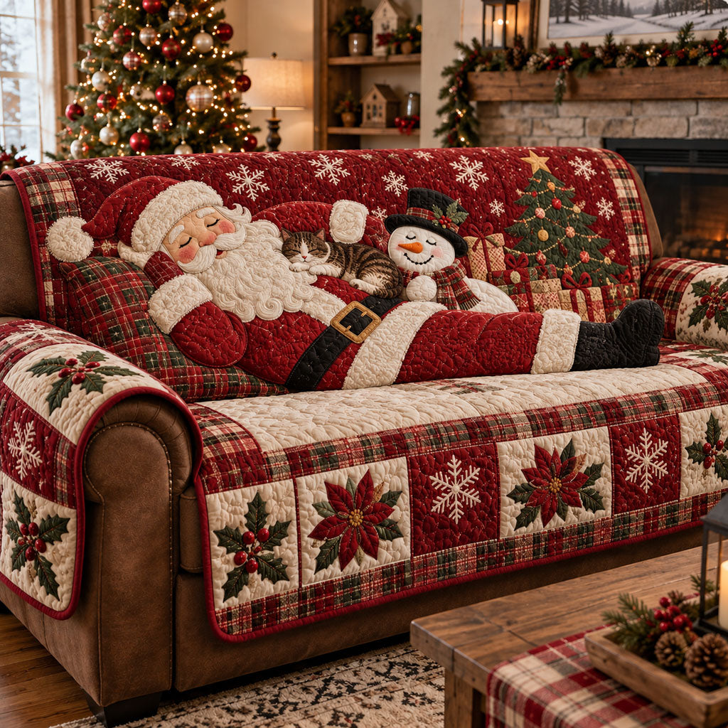 Santa's Cozy Christmas Quilted Sofa Cover VTQ-Myprintsy