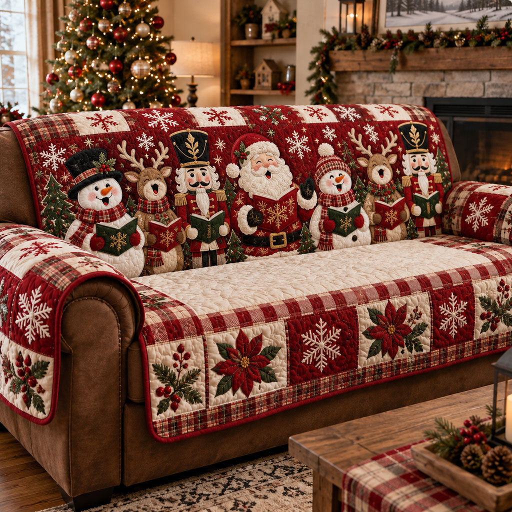 Santa's Jolly Christmas Carolers Quilted Sofa Cover VTQ-Myprintsy