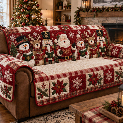 Santa's Jolly Christmas Carolers Quilted Sofa Cover VTQ-Myprintsy