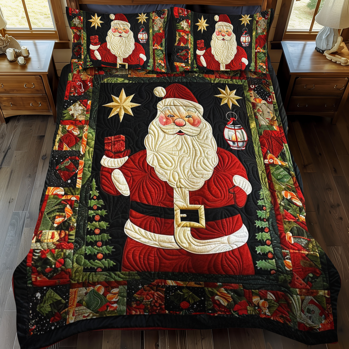 Santa's Joy -Piece Quilted Bedding Set VTQ-Myprintsy