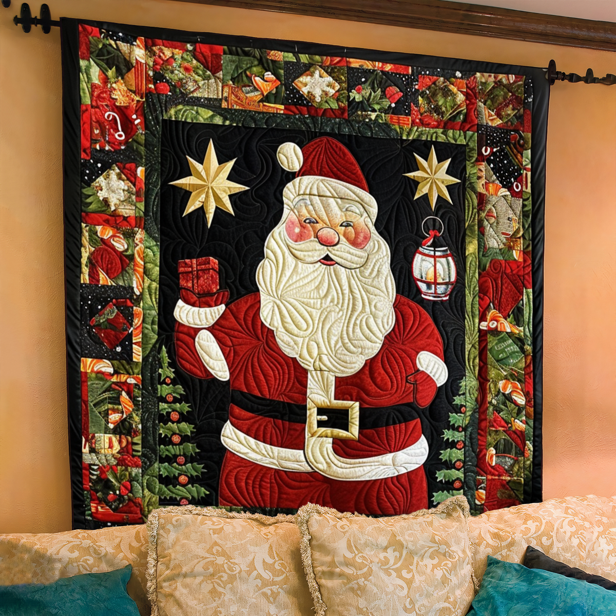 Santa's Joy Quilted Blanket VTQ-Myprintsy