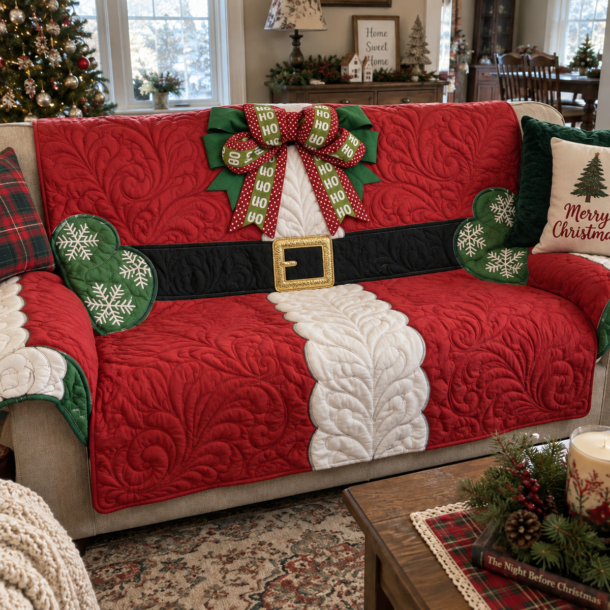 Santa's Merry Night Quilted Sofa Cover VTQ-Myprintsy