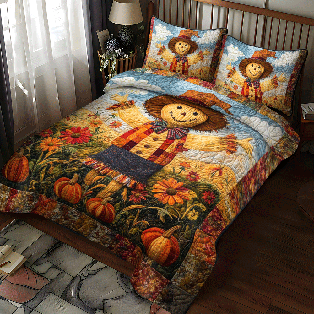 Scarecrow Harvest Vibe -Piece Quilted Bedding Set PD VTQ-Myprintsy