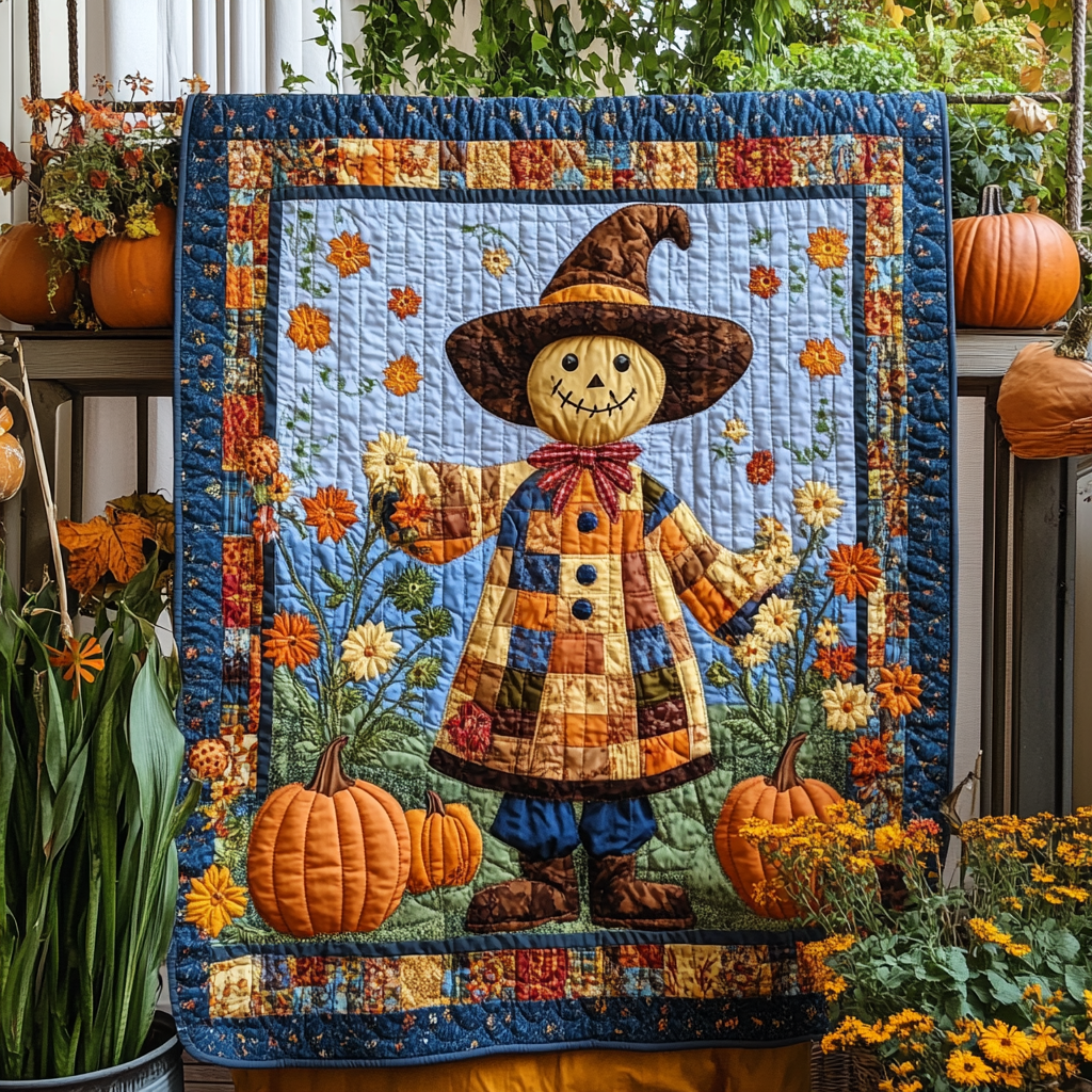 Scarecrow Harvest Vibe Quilted Blanket PD VTQ-Myprintsy