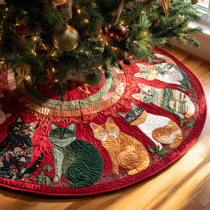 Scarlet Cat Quilted Christmas Tree Skirt HH-Myprintsy