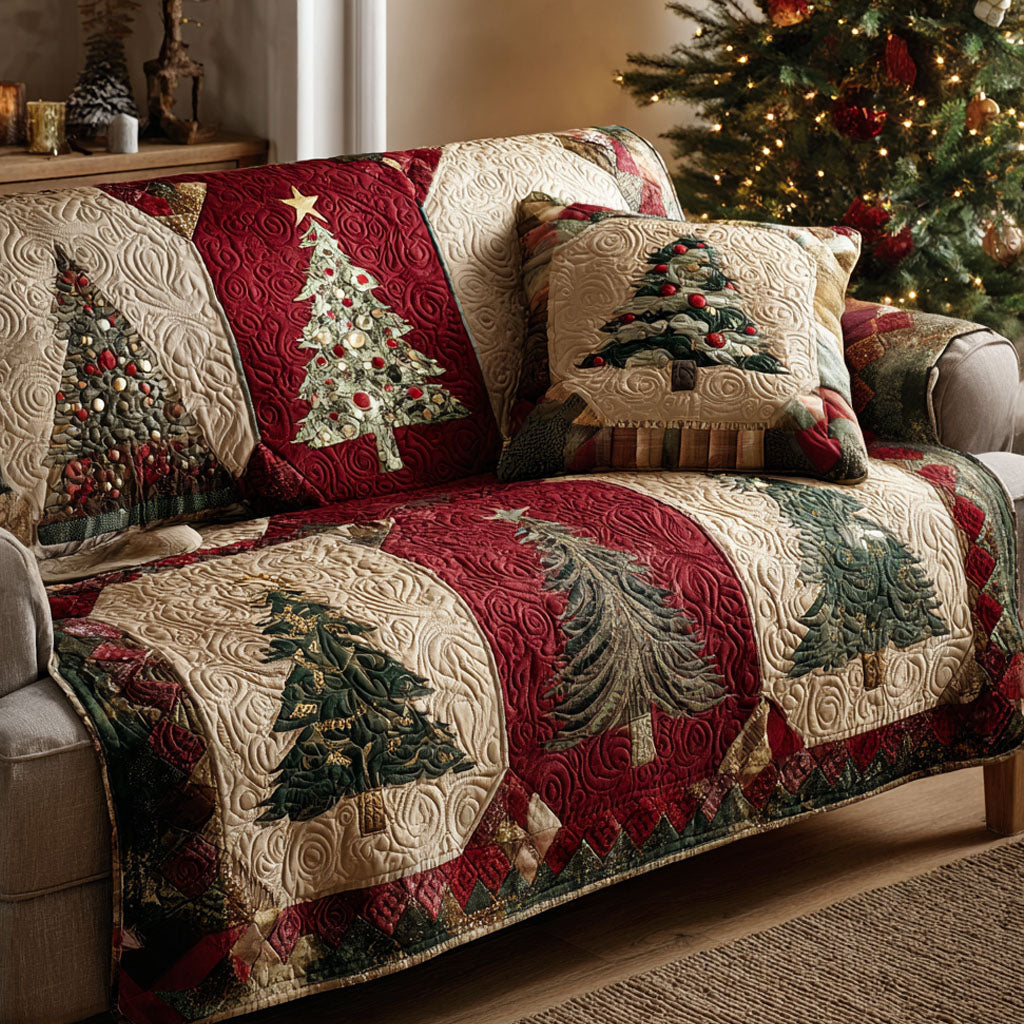 Scarlet Evergreen Quilted Sofa Cover VTQ-Myprintsy