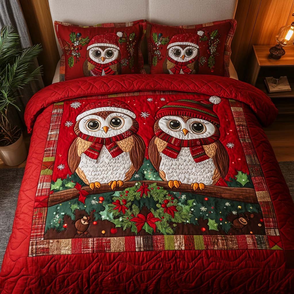 Scarlet Owls -Piece Quilted Bedding Set VTQ-Myprintsy