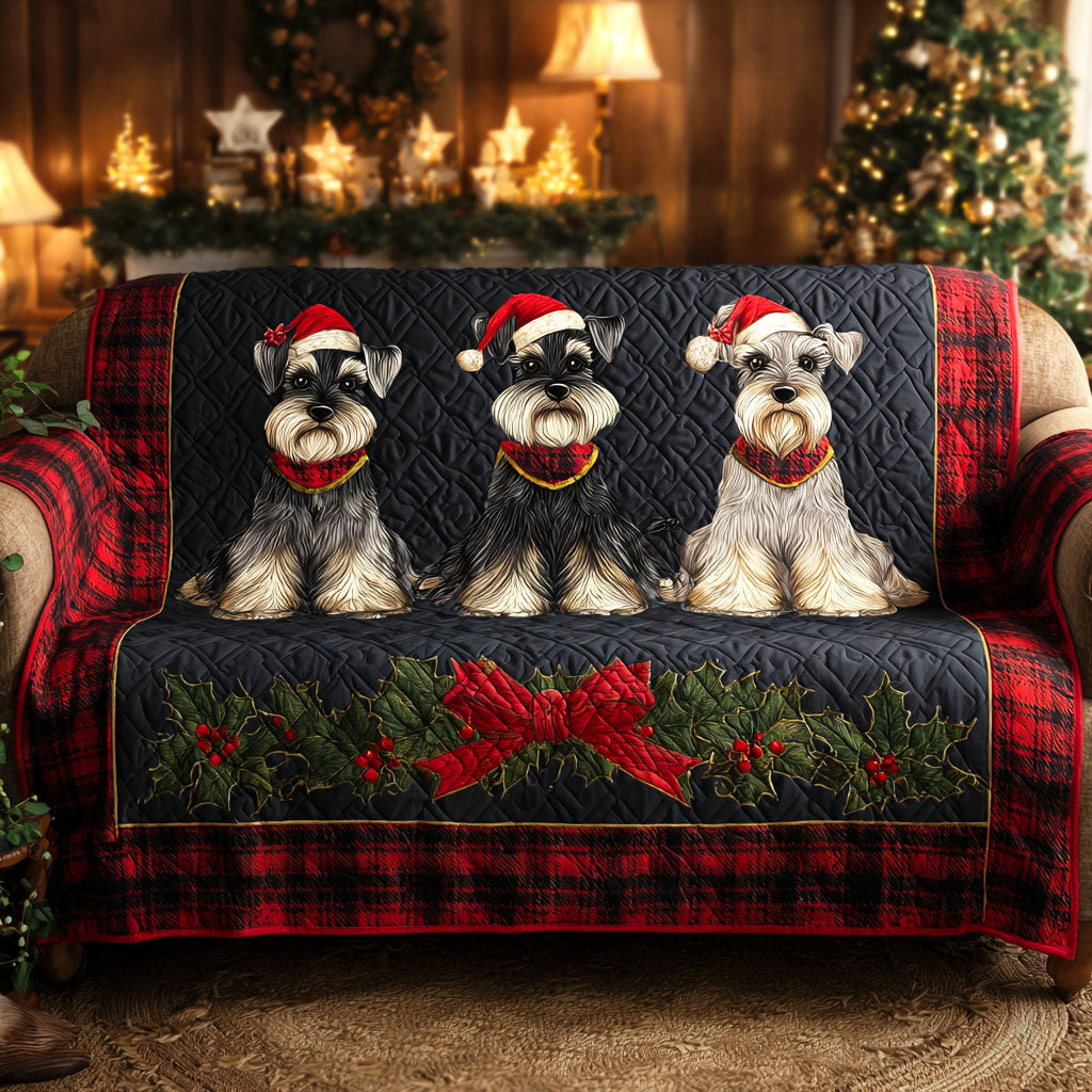 Schnauzer Holiday Crew Quilted Sofa Cover VTQ-Myprintsy