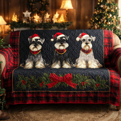 Schnauzer Holiday Crew Quilted Sofa Cover VTQ-Myprintsy