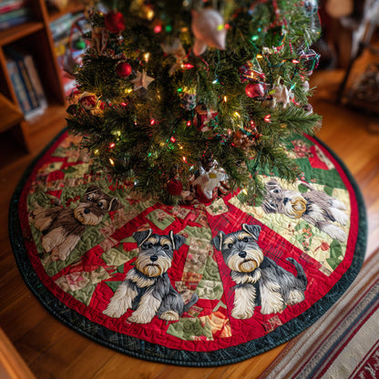 Schnauzer Noel Quilted Christmas Tree Skirt-Myprintsy