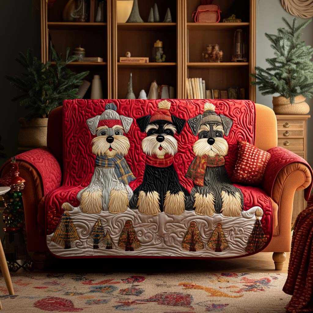 Schnauzer Noel Quilted Sofa Cover VTQ-Myprintsy