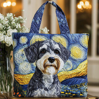 Schnauzer Starry Night Quilted Tote Bag VTQ-Myprintsy