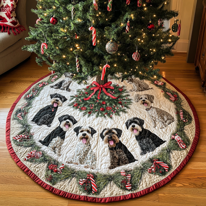 Schnauzer Tree Charm Christmas Quilted Tree Skirt-Myprintsy