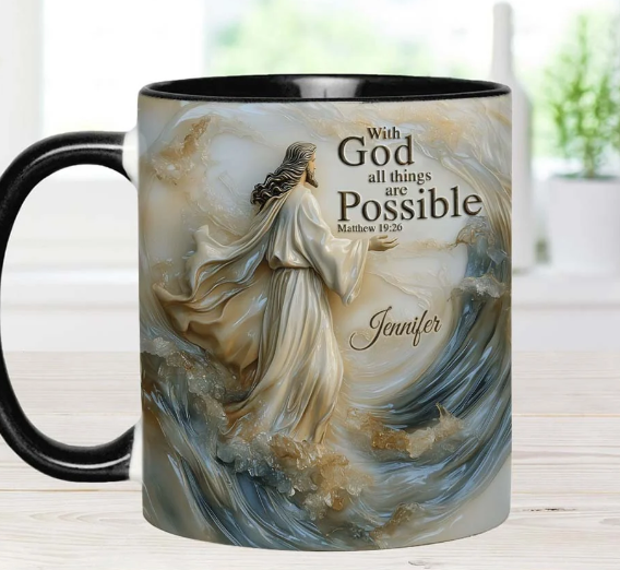 With God All Things Is Posible - Personalized Accent Mug