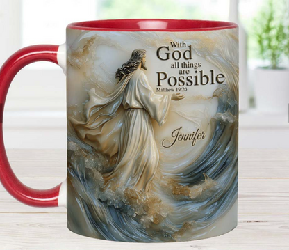 With God All Things Is Posible - Personalized Accent Mug