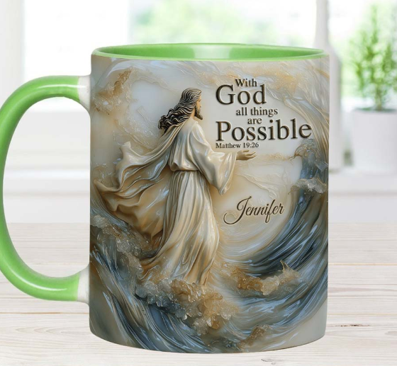 With God All Things Is Posible - Personalized Accent Mug