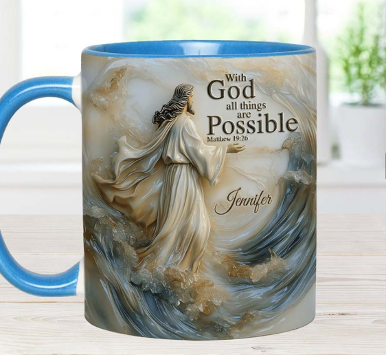 With God All Things Is Posible - Personalized Accent Mug