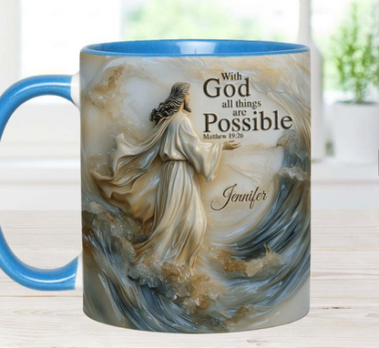 With God All Things Is Posible - Personalized Accent Mug