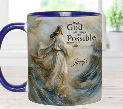 With God All Things Is Posible - Personalized Accent Mug