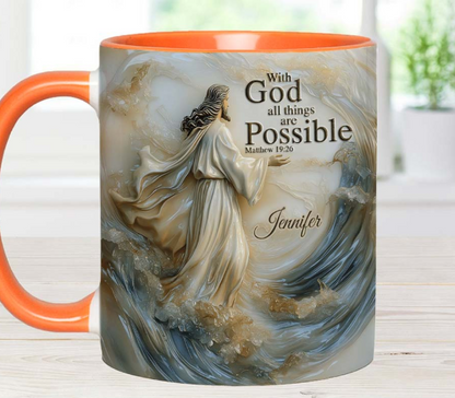 With God All Things Is Posible - Personalized Accent Mug