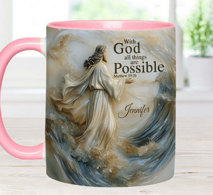 With God All Things Is Posible - Personalized Accent Mug