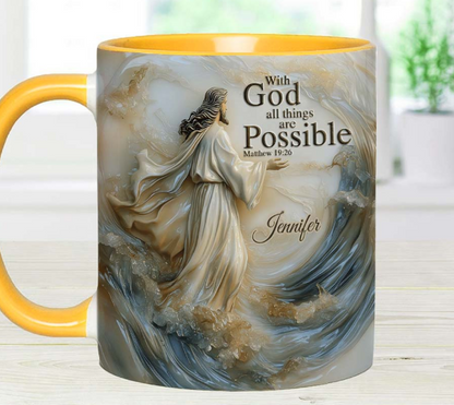 With God All Things Is Posible - Personalized Accent Mug