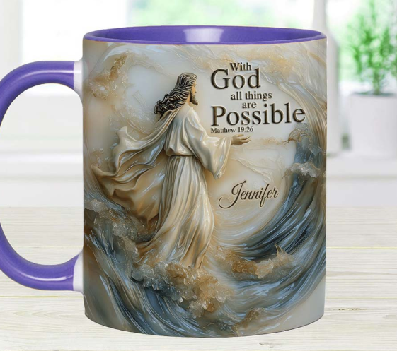 With God All Things Is Posible - Personalized Accent Mug