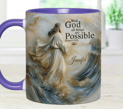 With God All Things Is Posible - Personalized Accent Mug