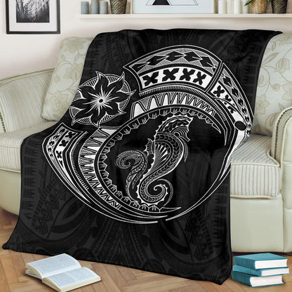 Seahorse Polynesian Blanket - Polynesian Tattoo Black-Myprintsy