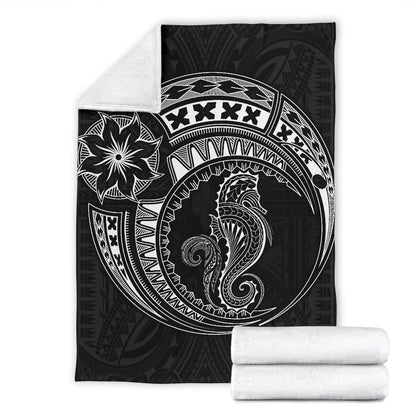 Seahorse Polynesian Blanket - Polynesian Tattoo Black-Myprintsy