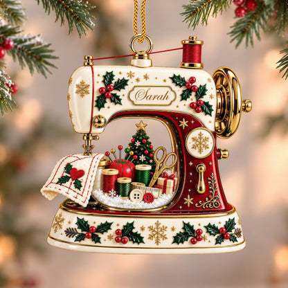 Sewing Machine Crafting Joy - Personalized Acrylic Ornament-Myprintsy