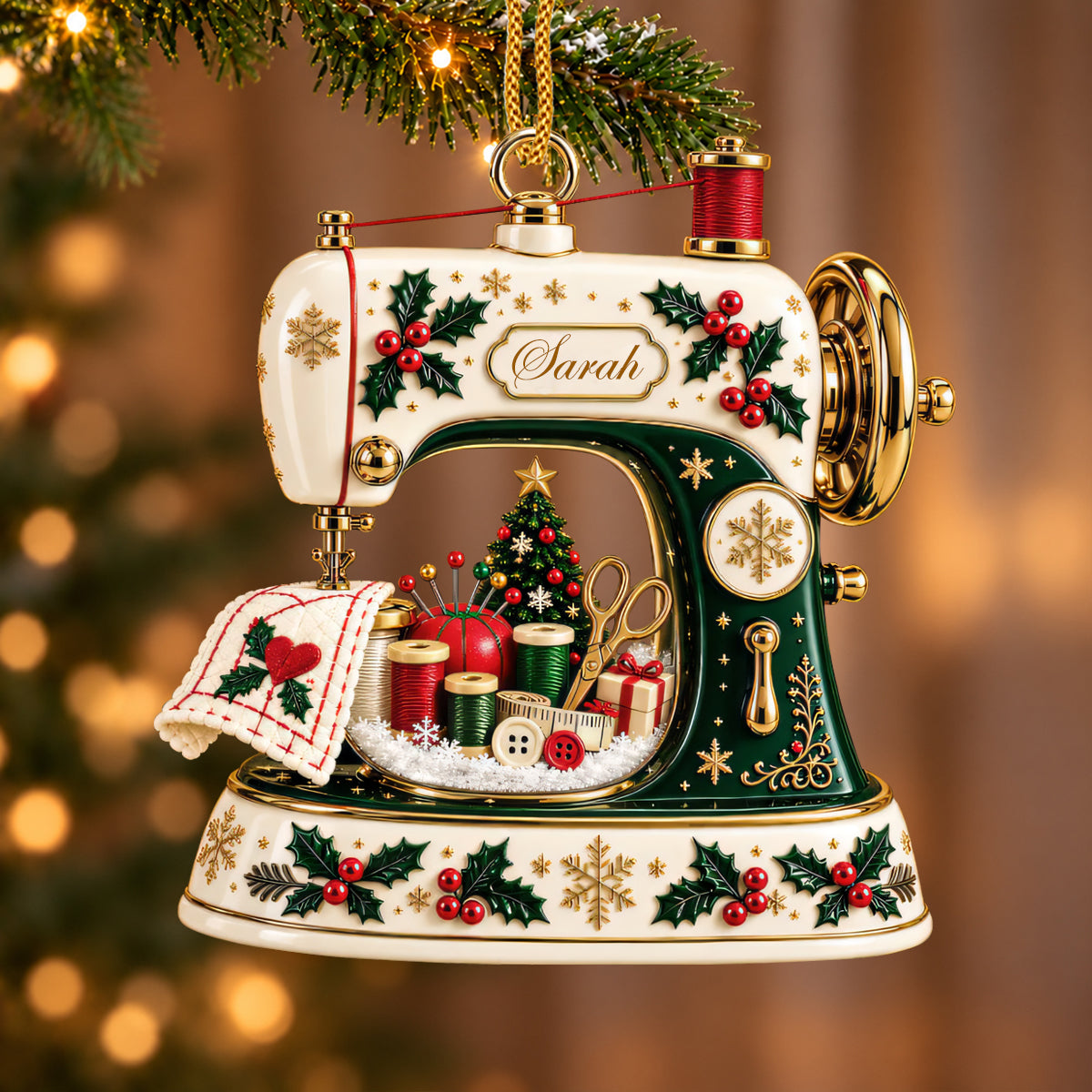 Sewing Machine Crafting Joy - Personalized Acrylic Ornament-Myprintsy