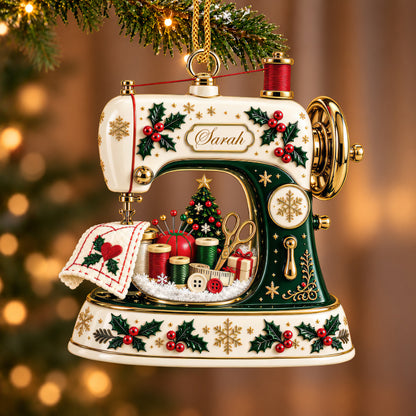 Sewing Machine Crafting Joy - Personalized Acrylic Ornament-Myprintsy