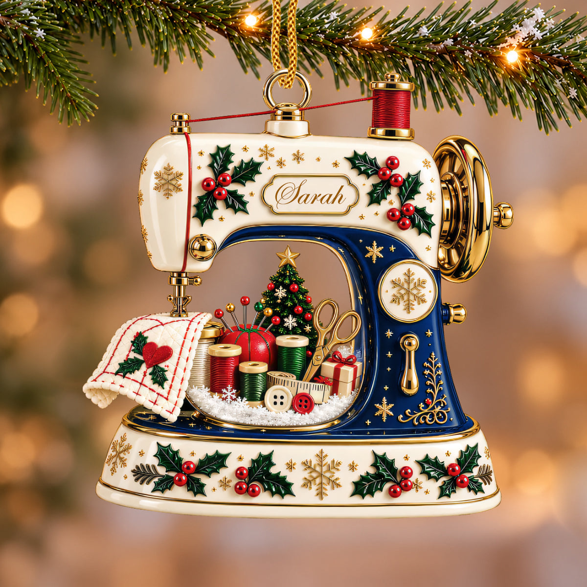 Sewing Machine Crafting Joy - Personalized Acrylic Ornament-Myprintsy