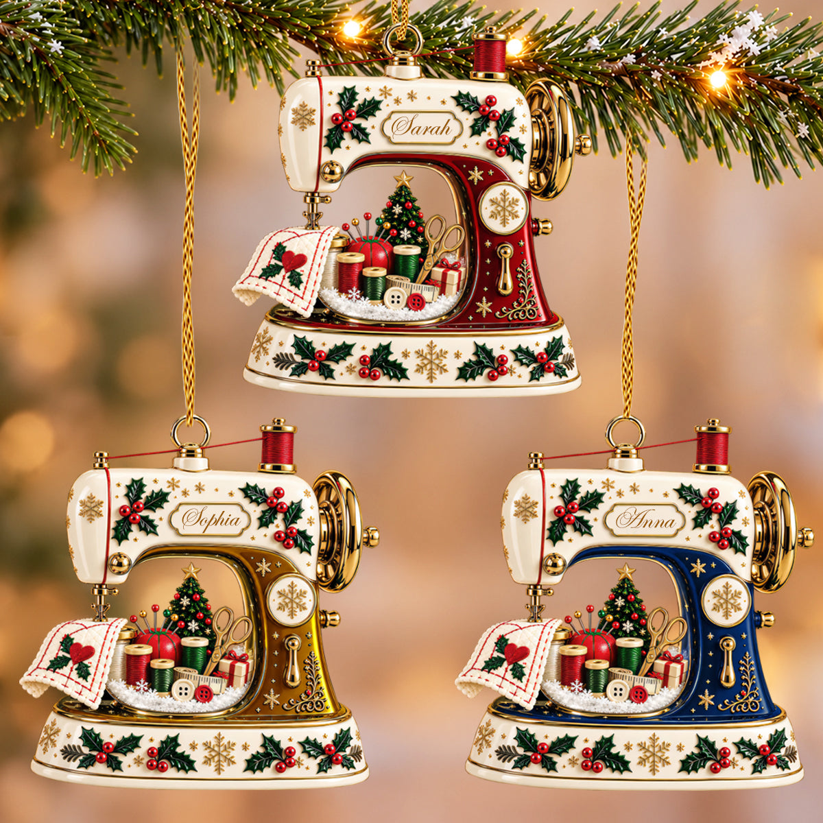 Sewing Machine Crafting Joy - Personalized Acrylic Ornament-Myprintsy