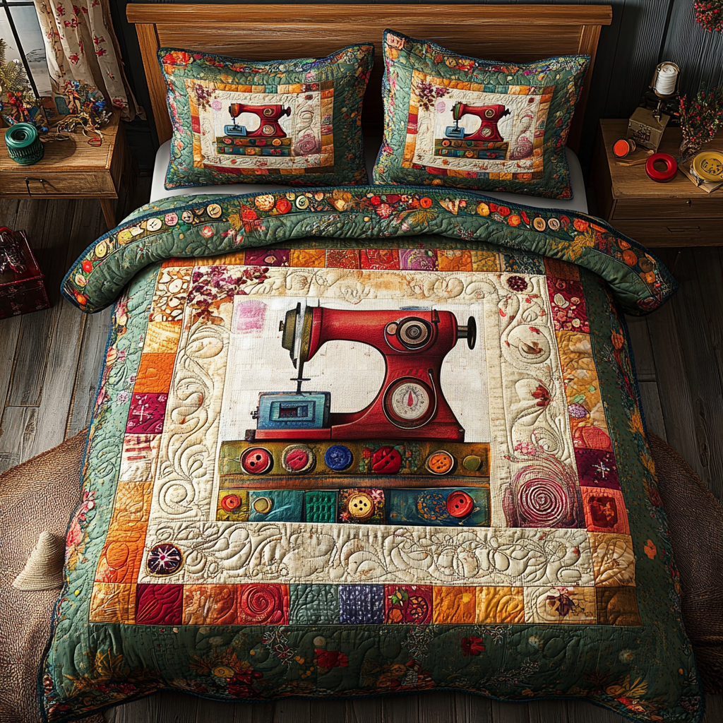 Sewing Serenity -Piece Quilted Bedding Set VTQ-Myprintsy