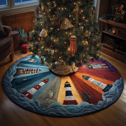 Shades of Lighthouse Christmas Quilted Tree Skirt-Myprintsy